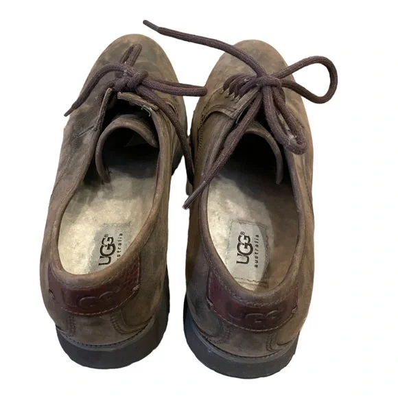 UGG Men’s Chocolate Brown Craven Grizzly Leather Shoes 9 - Picture 3 of 4